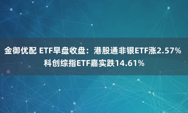 金御优配 ETF早盘收盘：港股通非银ETF涨2.57% 科创综指ETF嘉实跌14.61%