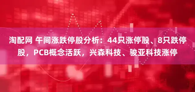 淘配网 午间涨跌停股分析：44只涨停股、8只跌停股，PCB概念活跃，兴森科技、骏亚科技涨停